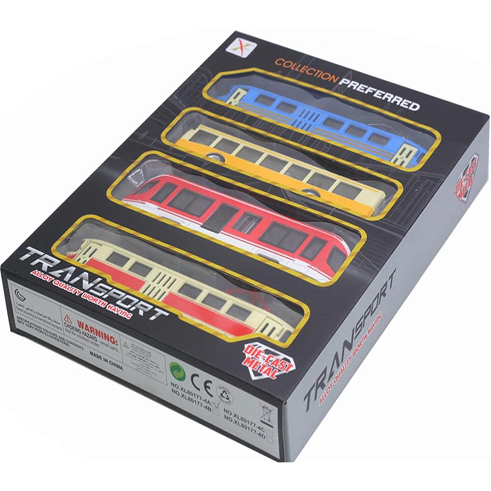 4Pcs Car Toys, Bus Train Model Toys, Car Toys, Inertia Car, Door Opening, Bus Toys, Education Toys, Desktop Decoration for Children 4-6 Years Old