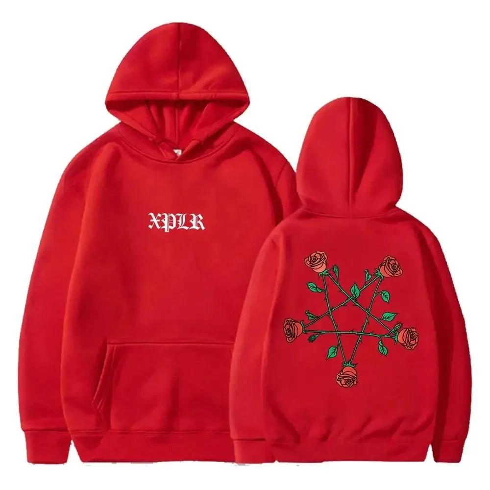 Podzimní a zimní XPLR Sam a Colby pěticípá hvězda růže mikina Párový merch Street pánská a dámská mikina s kapucí