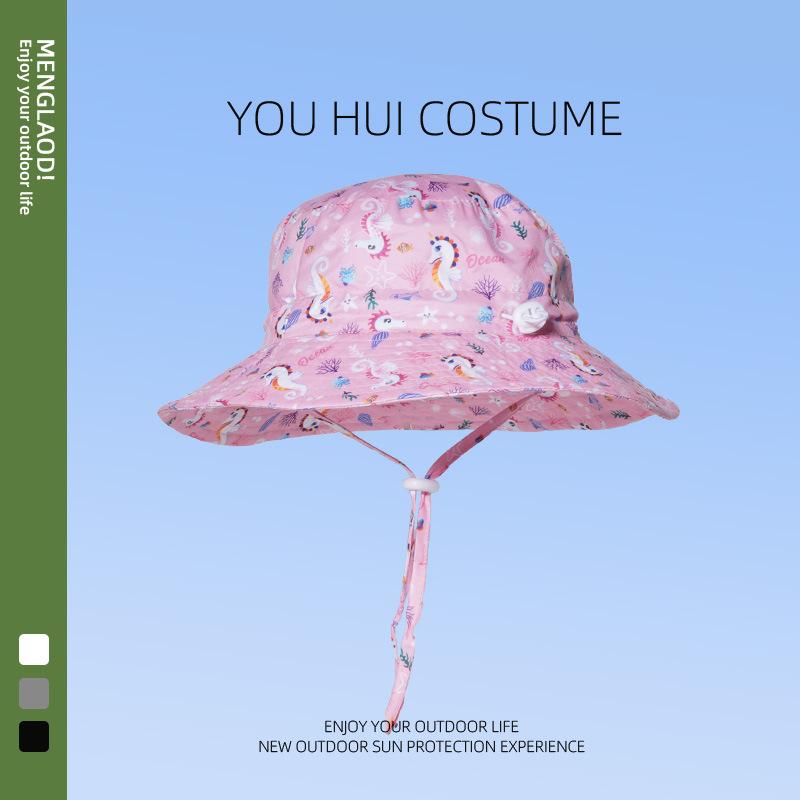 

Летняя детская панама с мультяшным принтом для мальчика и девочки, милая детская шляпа-горшок с широкими полями, защита от солнца и УФ-излучения (54cm)