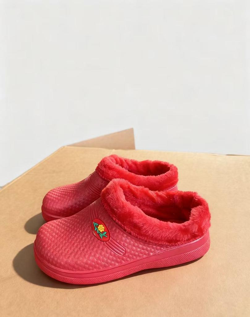Winter velvet half-mop cotton rain shoes thick-soled integrated EVA warm and waterproof half-slippers cotton slippers