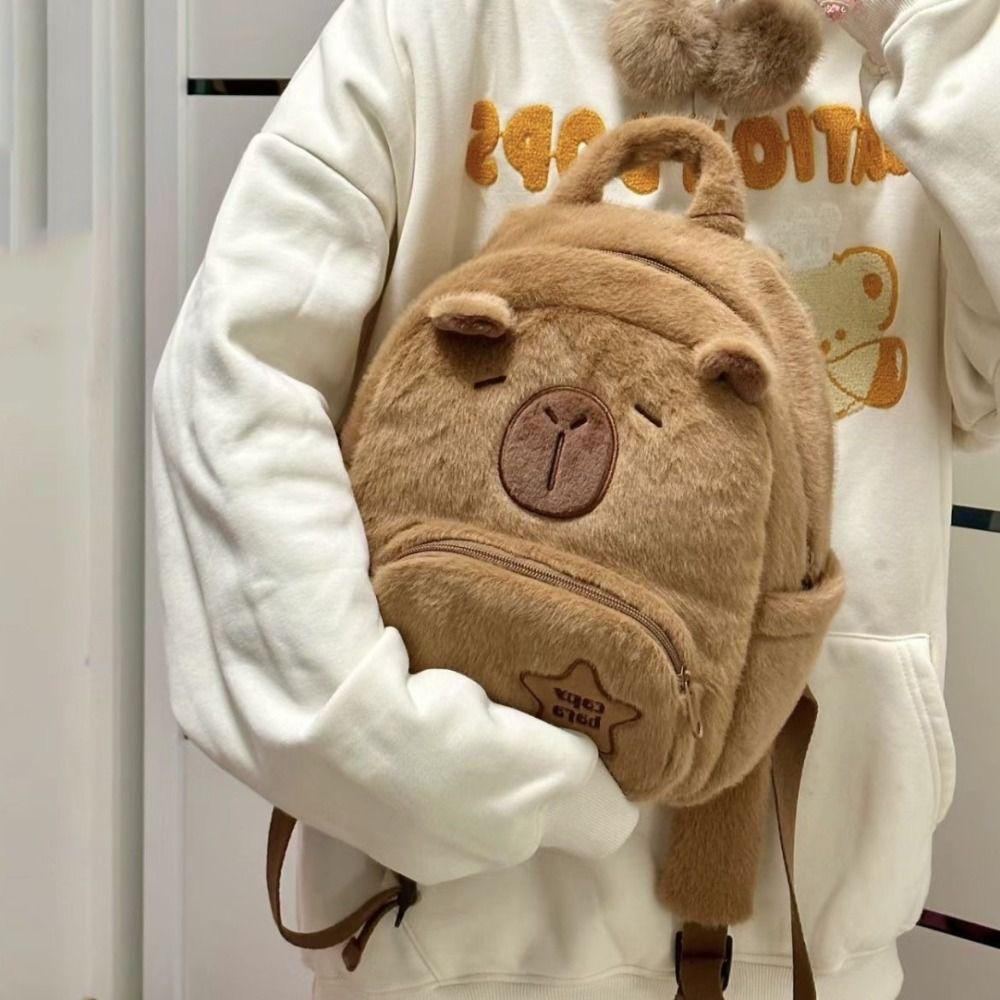 Cartoon Capybara Plush Backpack Gift Kawaii Cute Tote Bag Funny Large Capacity Capibala Bag