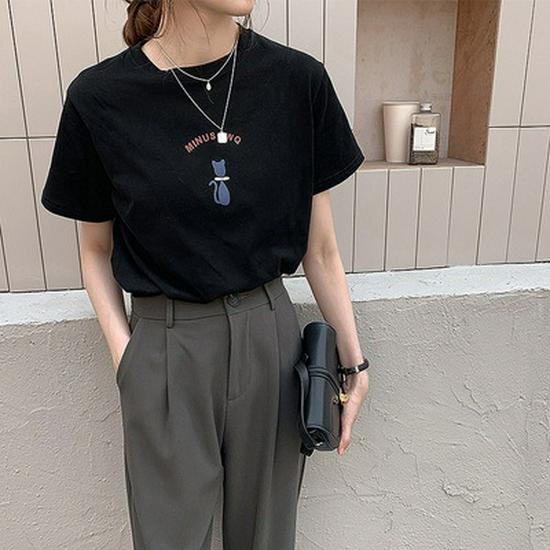 2025 Sommer Damen Ulzzang Locker Bedrucktes Kurzarm-T-Shirt, Hongkong-Stil