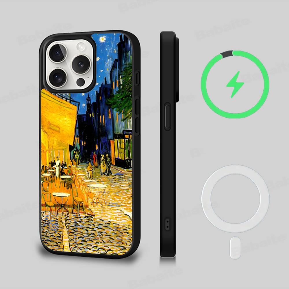 Van Gogh Oil Painting For IPhone 17 16 15 Pro Max Case 14 Plus 13 12 11 For Magesafe Magnetic Wireless Charge Cover