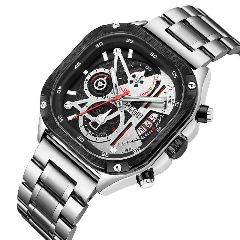 Men'S Watch Six-Pin Multi-Function Chronograph Luminous Calendar Steel Belt 2217