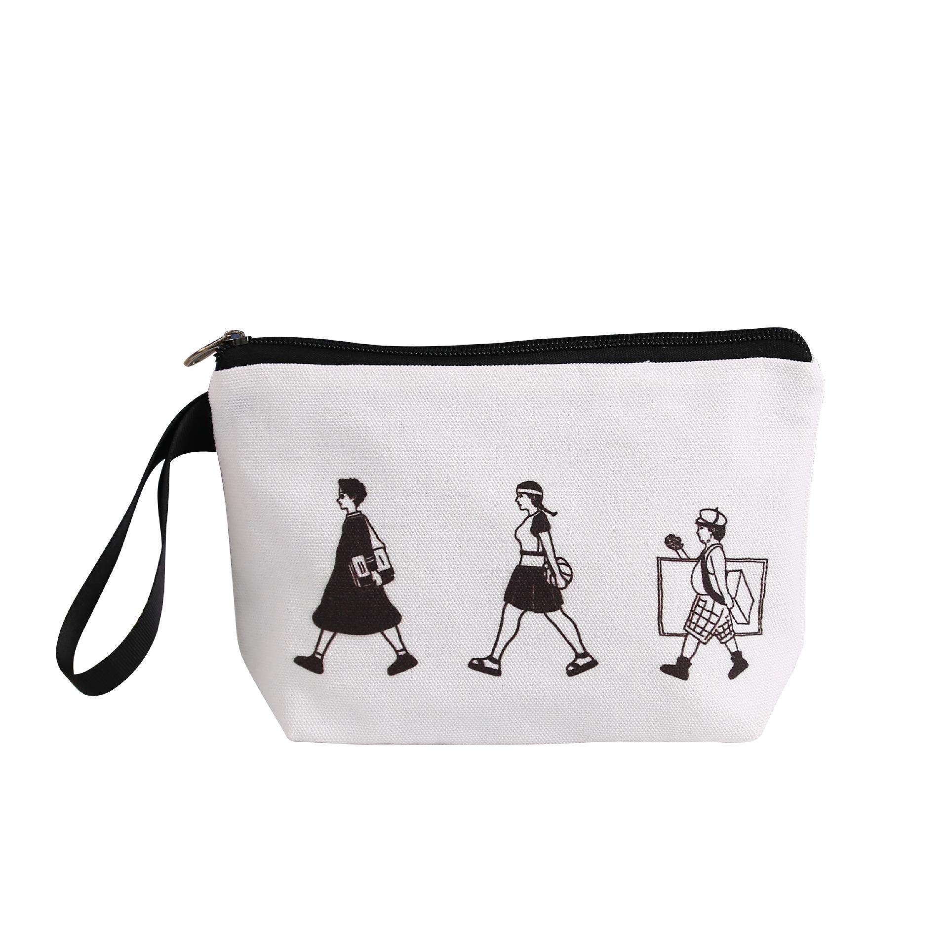 Travel Cosmetic Bags Small Makeup Pouch Zipper Canvas Pencil Case Pen Bag белый