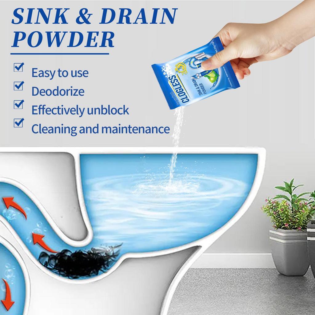Drain cleaner; toilet sink kitchen bathroom drain pipe clog stain deodorization quick unclogging cleaning decontamination