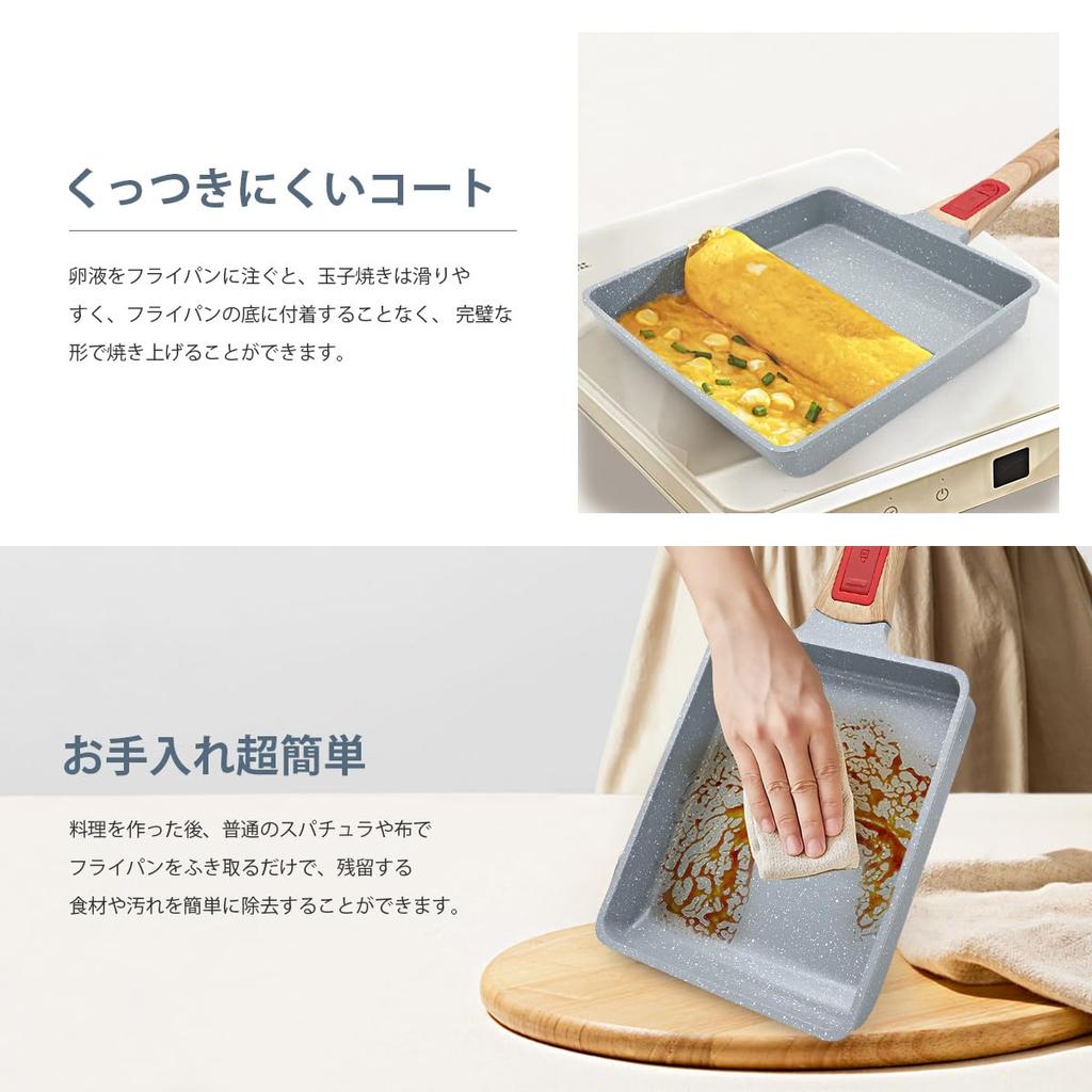 RANXINGST Egg Roll Pan, IHGas Compatible, Non-stick Ceramic, Detachable Handle, Blue