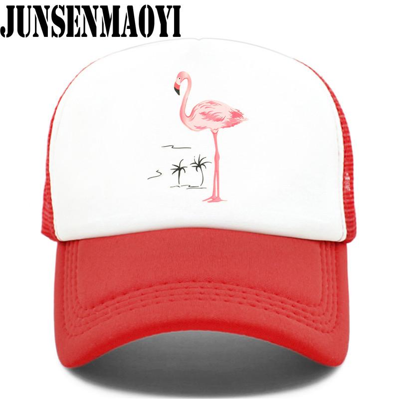 New Flamingo Cap Girls Women Hat Pink Rose Cap Cute Lovely Summer Caps Hat Hip Hop Mesh Baseball Caps Hat for Women Kids Kid