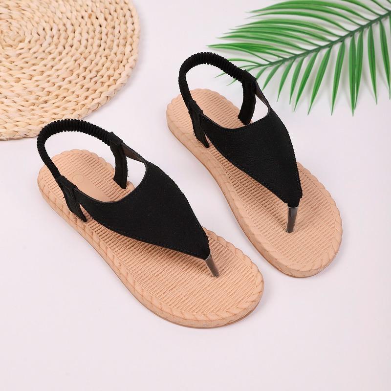 

Fashion Women s Summer Wear 2025 New Fashionable and Versatile Non-slip Pinch-on Flat Sandals 43 чёрный