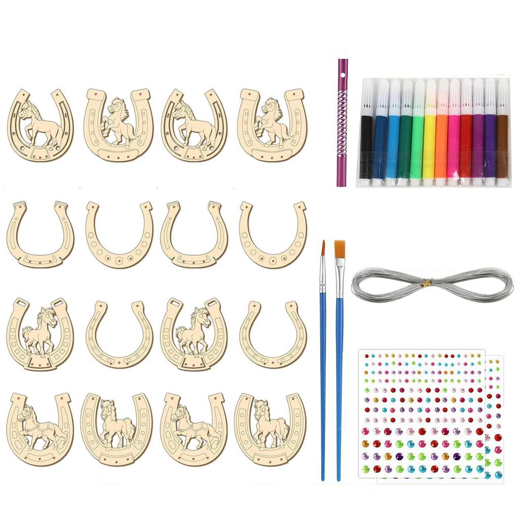 Diy Wooden Wind Chime Horseshoe Wind Chime Graffiti Horseshoe Wind Chime Kit Wooden U-shaped Birthday Crafts Pendant