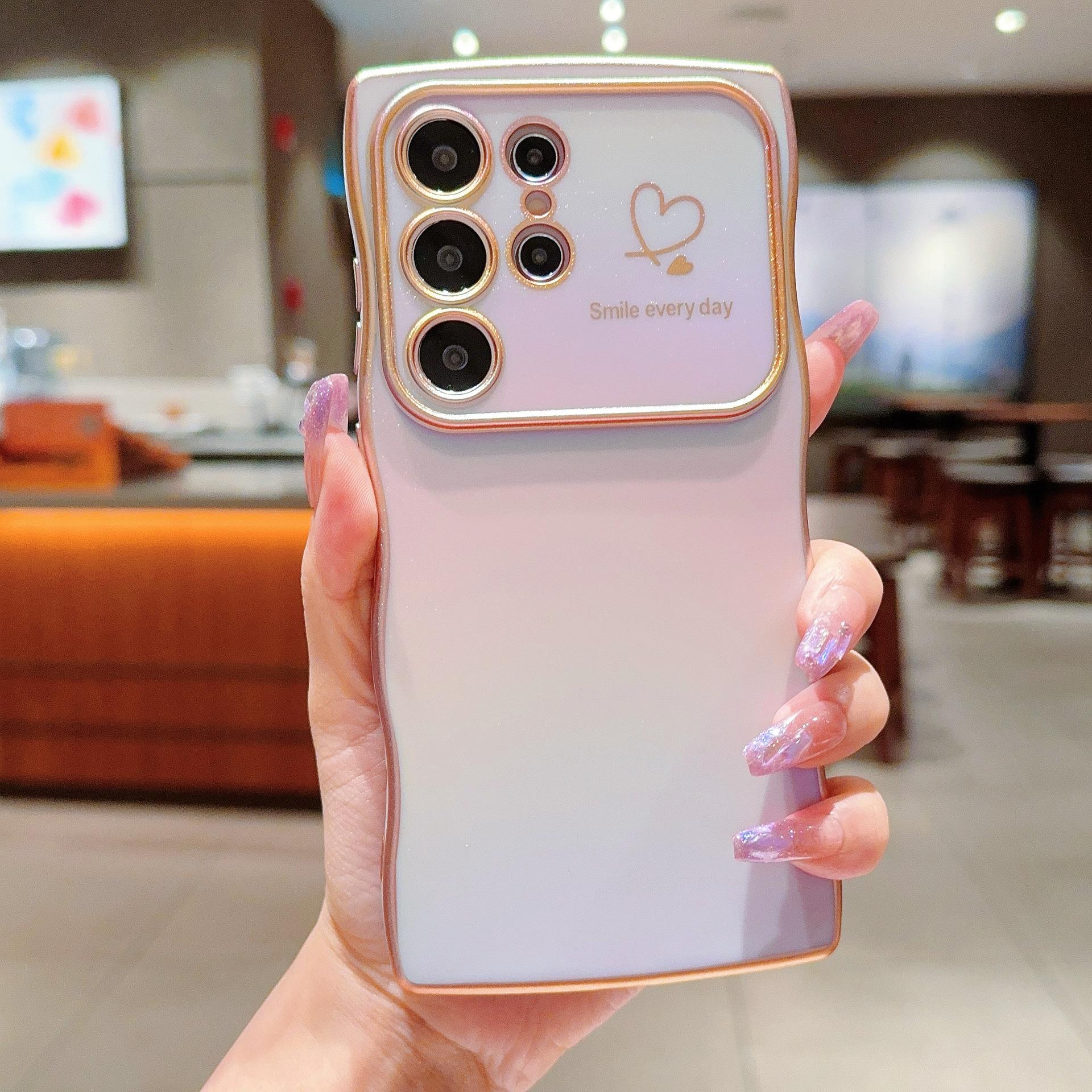 

Colorful Silk Waves Are Suitable for Samsung S25 Ultra Mobile Phone Case S24FE Electroplating Love Protection Case Galaxy S25 Ultra