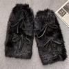 Sweet Lolita Ribbon Bowknot Furry Plush Leg Warmers For Women Girls Winter Warm Thickened Leggings Socks Y2K Boot Cover Sockings