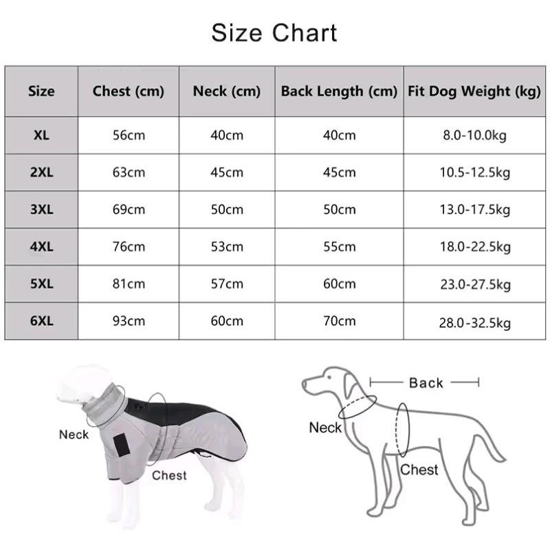 Autumn Winter Large Dog WarmClothes Waterproof Big Dog Jacket Vest With High Collar Pet Dog Coat Clothing For French Bulldog
