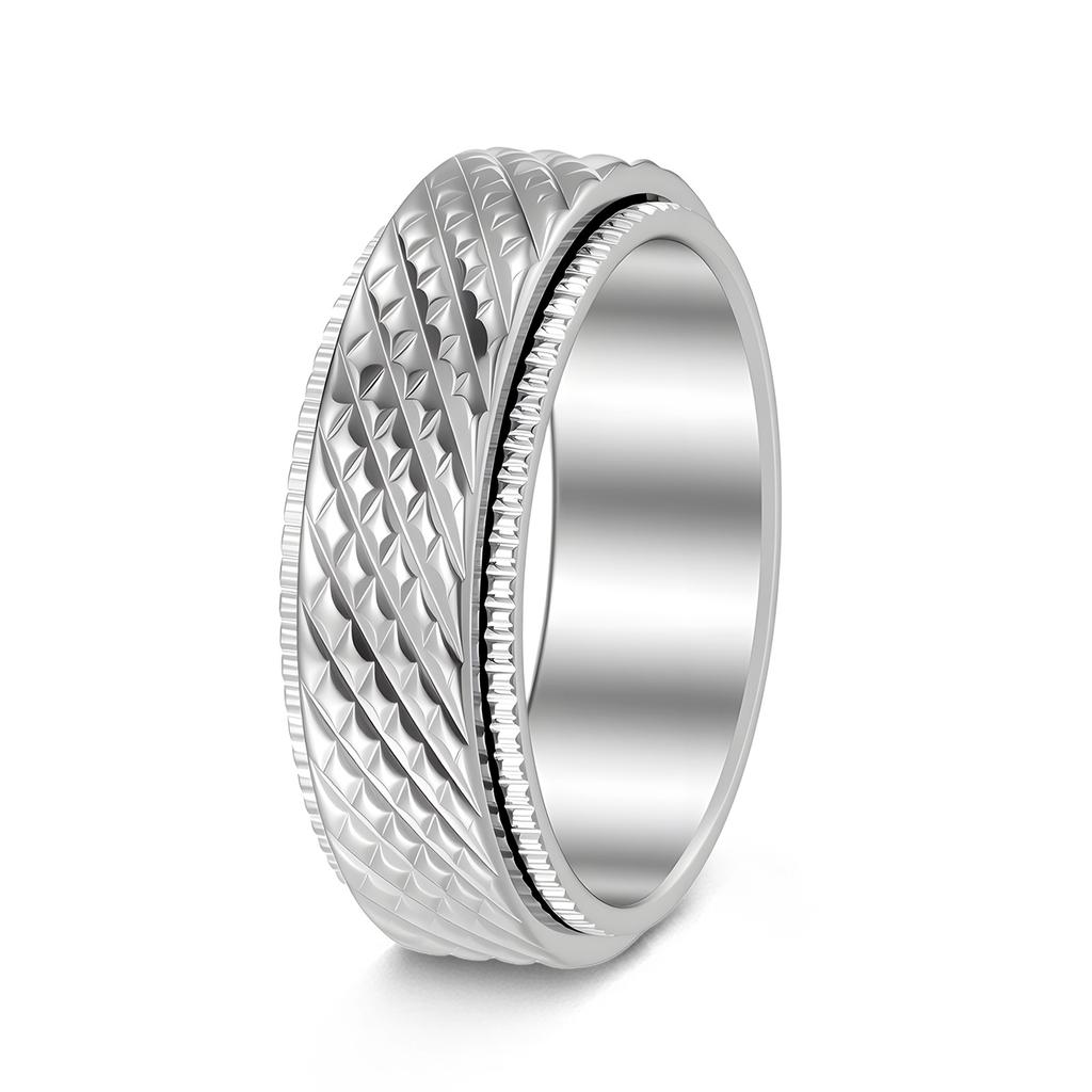 Bague Style Punk Personnalité en Acier Titane Plaqué Vide à Maille Motif 8mm Rotative