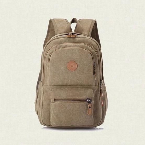 WTEMPO Solid Color Thick Wear-resistant Canvas Backpack Unisex Large-capacity Luggage Bag Denim Student Schoolbag