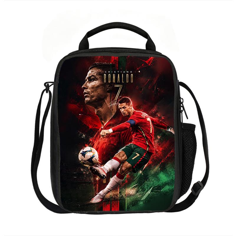 Leer, Reis Geïsoleerde Lunchtassen Ronaldo Thermische Tas Voetbalster Lunchcontainer Lekvrije Tote Lunchbox Voedselopbergzakken