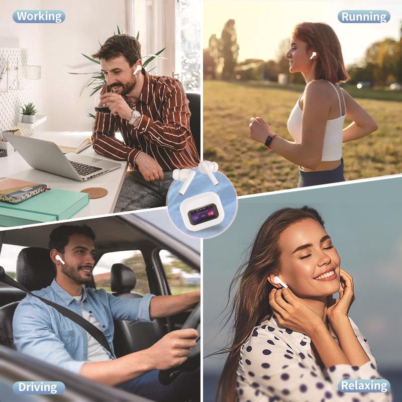 TW549 Bluetooth Earbuds: Ultra-Long Battery, ANC Noise Cancelling, Display Screen, Wireless