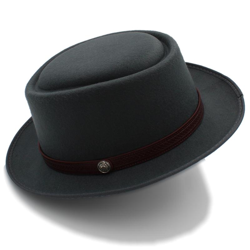 Vintage Porkpie Hats for Men Solid Black Fedora Hats Simple Pork Pie Hat Gentleman Fashion Sombrero Hombre Chapeu Masculino Show