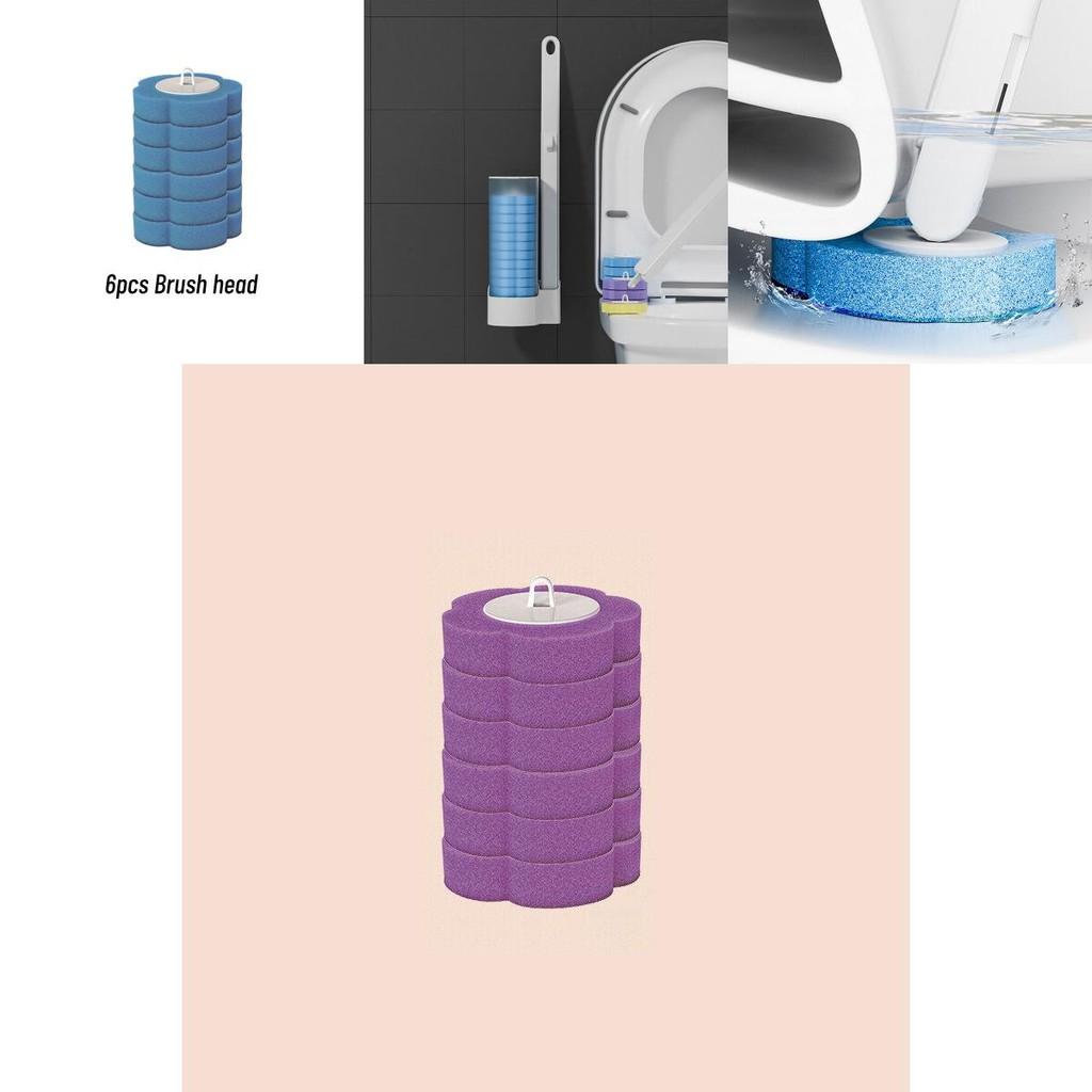 Disposable Toilet Brush Wands With Replaceable Heads Easy To Clean Toilet Bowl Lid And Corner Dirt Plastic Material Blue Yellow Purple