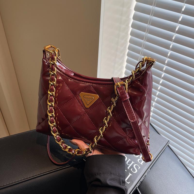 Rhombus Chain Armpit Bag 2025 Winter New Casual Shoulder Bag High-end Versatile Women's Bag