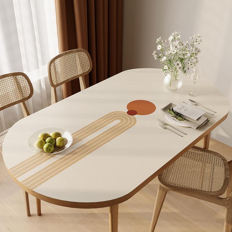 Oval Tablecloth Waterproof Oil-Proof Scalding Leave-In Oval Table Mat Leather Household Nordic Internet Celebrity Table Cloth