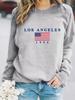 European & American Women's Casual Long-Sleeve Round Neck 'LOS ANGELES' Print Pullover Hoodie - Autumn/Winter Collection