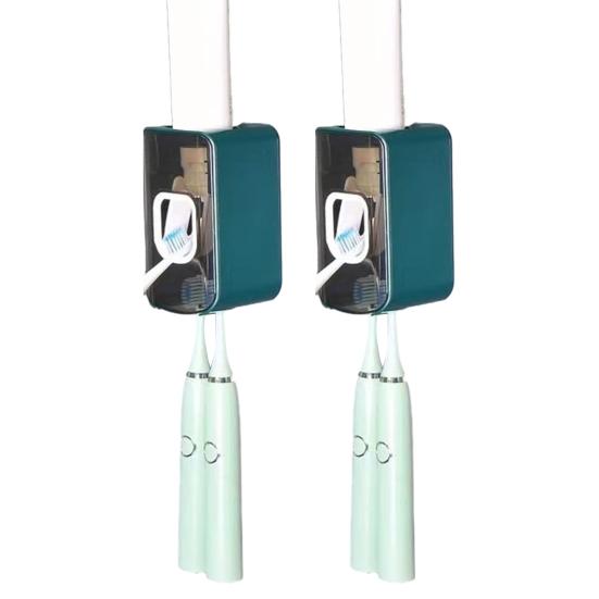 2Pcs Wall-Mounted Toothbrush Holder with Toothpaste Squeezer Strong Load-bearing Universal