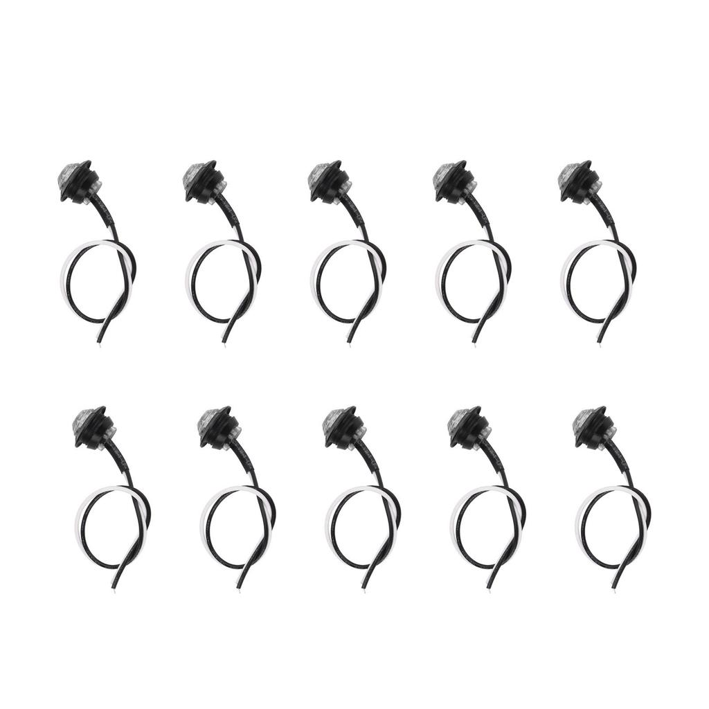 10pcs Side Marker Light 3LED IP68 Waterproof Round Clearance Indicator Taillight Universal for Truck Car RVWhite Light