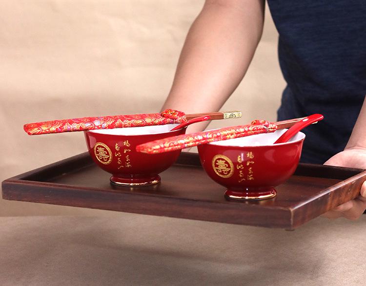 High-Temperature Underglaze Porcelain Longevity Bowl with Chopsticks and Spoon - Ideal Gift for 80th Birthday