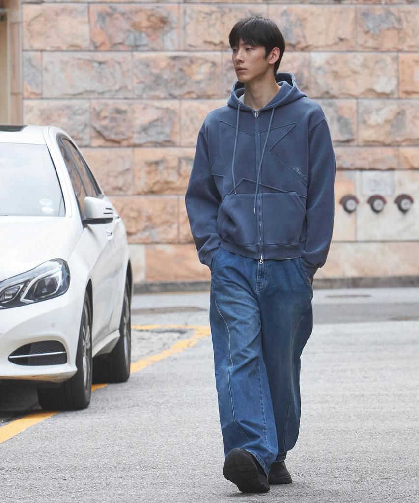 Pol Star Pigment Zip-Up Hoodie_Blue