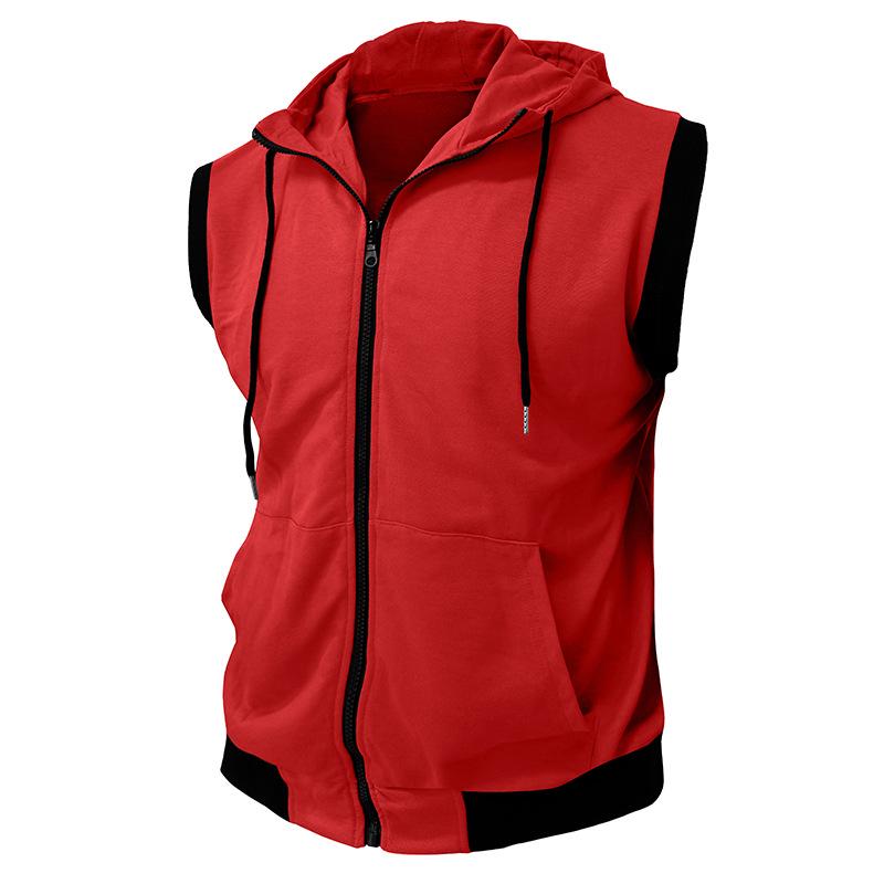 2025 Bestseller Men's Double-Layer Sleeveless Hooded Zipper Sweatshirt - Color Block Casual Fashion