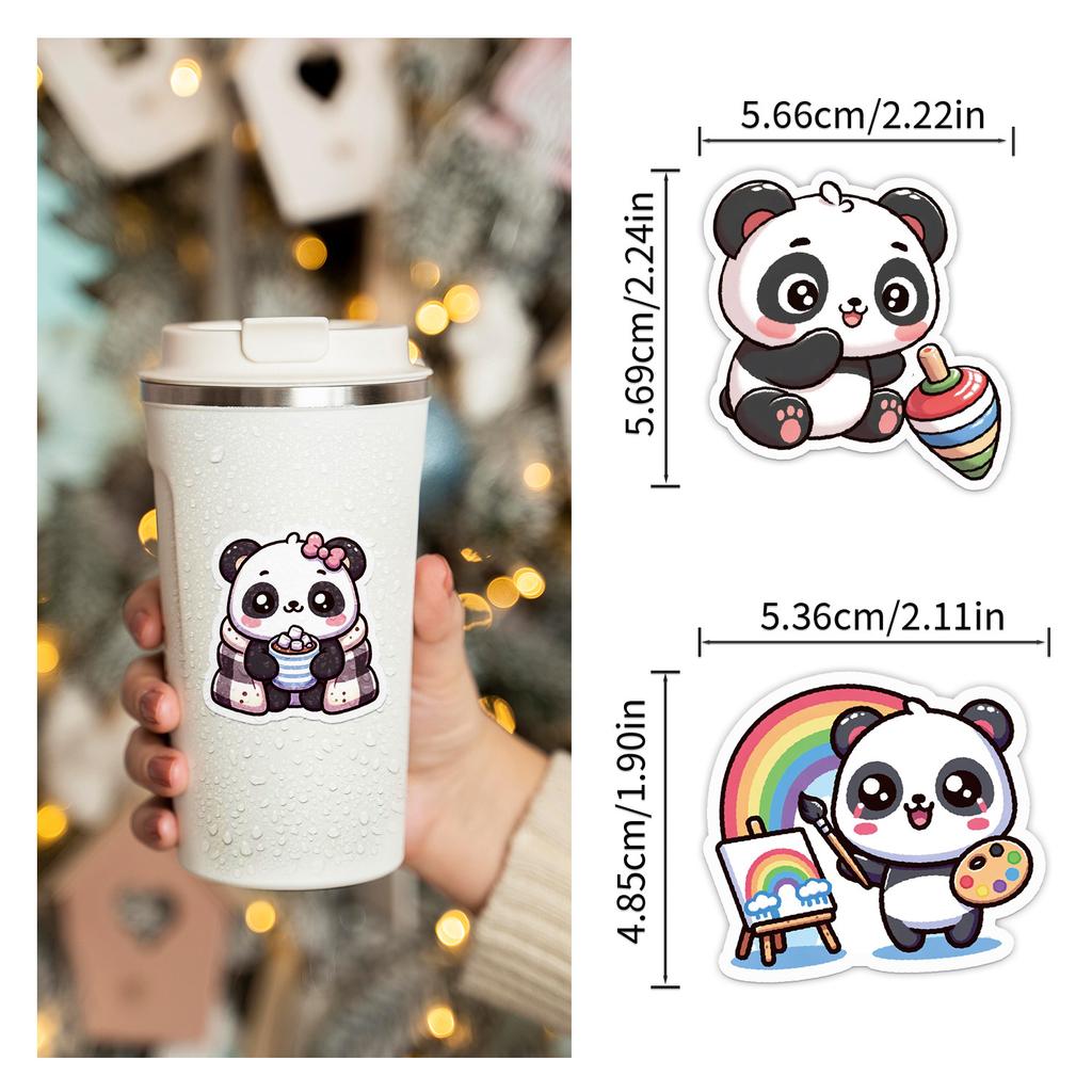 50 Panda Style Graffiti Stickers Ins Style Children's Cute Hand Account Stickers Water Cup Mobile Phone Waterproof Creative Stickers