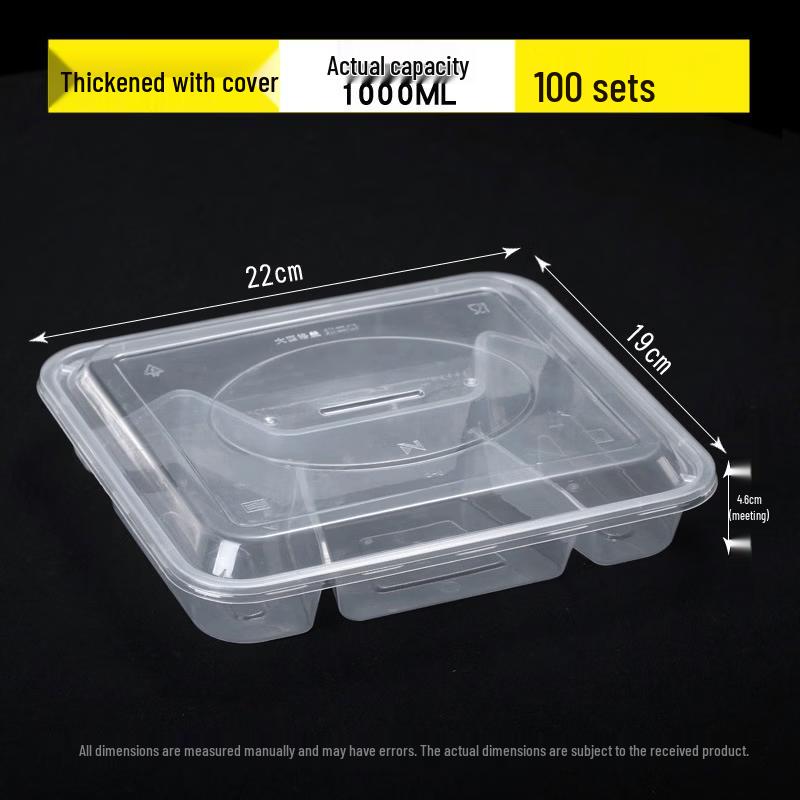 Deshangyuan Disposable 4-Compartment Plastic Meal Boxes with High Lids