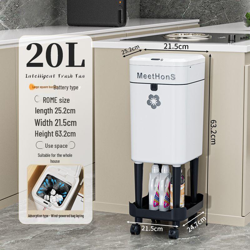 Large Smart Sensor Trash Can with Lid for Kitchen, Living Room, Office, and Bathroom - High-Leg Design & Large Capacity