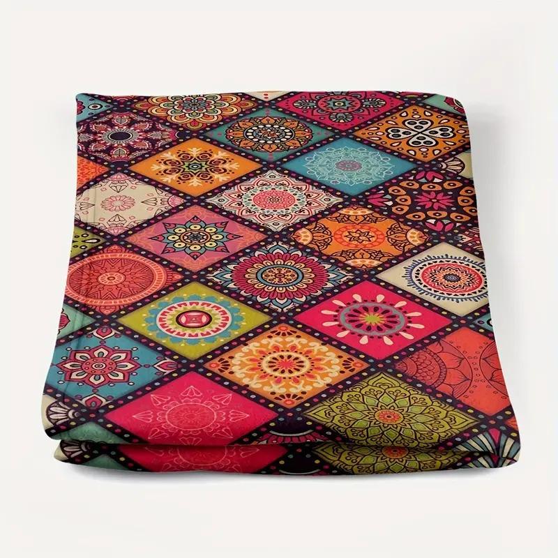 Bohemian Pattern Printed Blanket for Sofa Bed Travel Camping Living Room Office Conditioning Blanket for All Seasons Gifts
