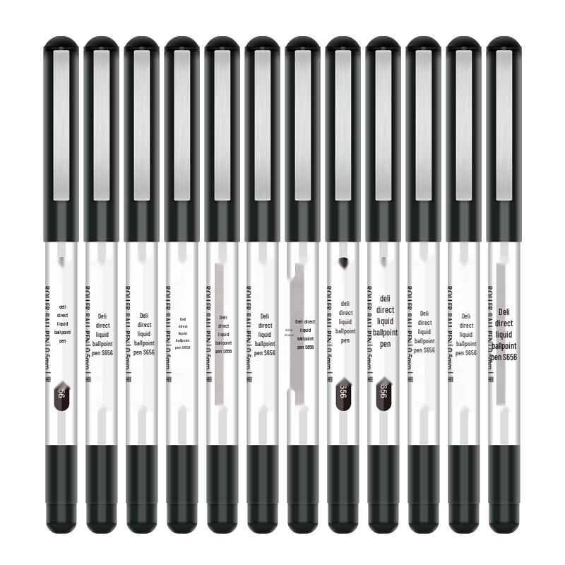 Deli S656 0.5mm Black Direct Liquid Rollerball Pens (36 Count)