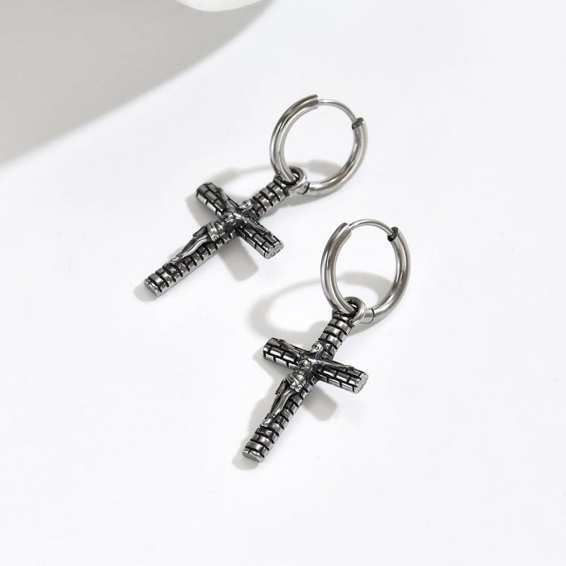 Personalized Cross Pendant Earrings Retro Vintage Hip-hop Style Niche Design Versatile Trendy Cool