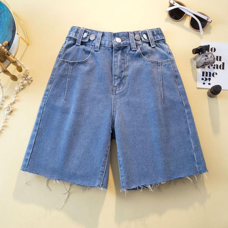 

Модные женские шорты Женские джинсовые брюки Джинсовые прямые шорты средней длины Blue 4XL