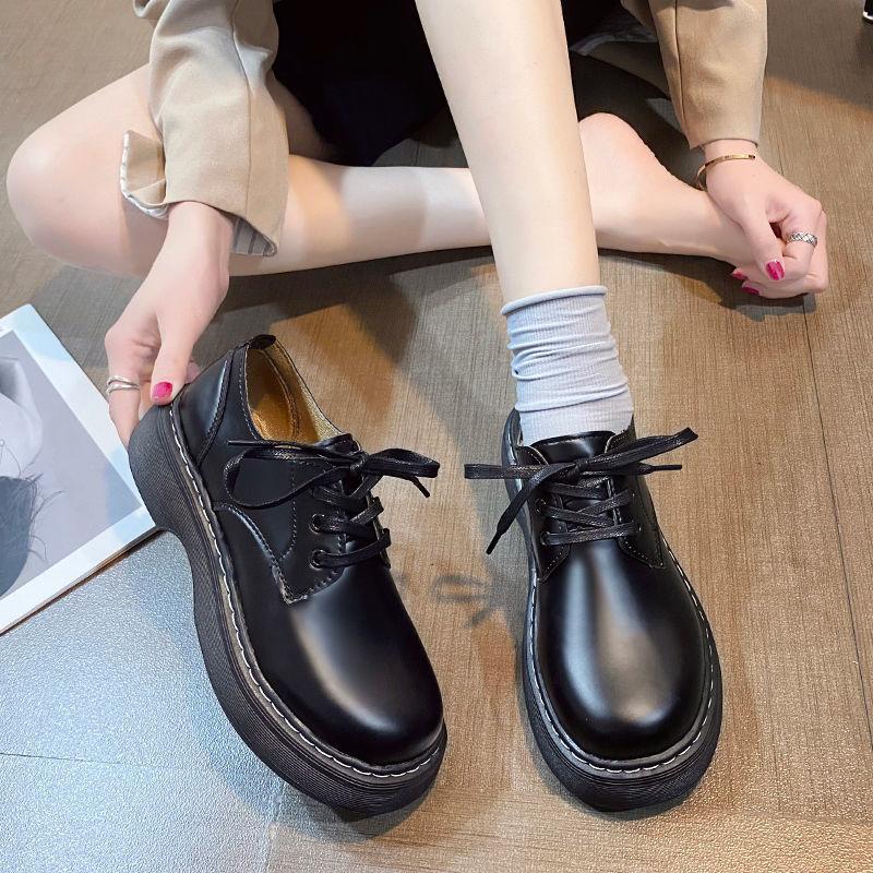 

Туфли-лодочки из натуральной кожи JW BV в британском стиле с толстой подошвой, новые универсальные туфли-лодочки с круглым носком для женщин 39