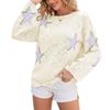 Womens Loose Fit Long Sleeve Knit Sweater With Star Round Neck Casual Pullover