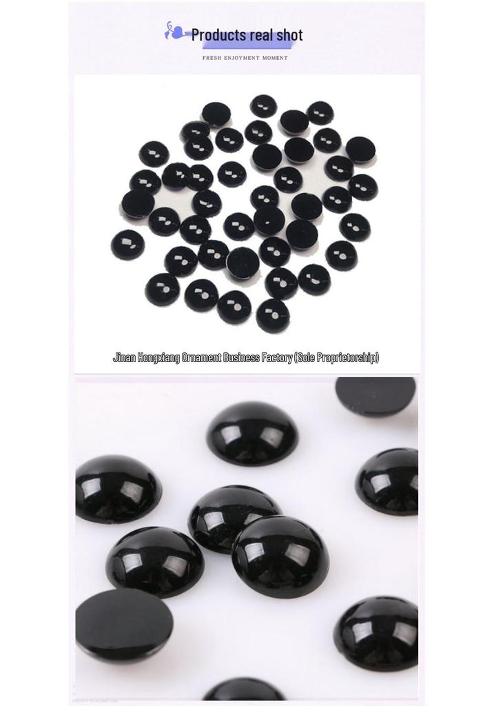 Half-Round Flat-Bottom Eye Plush Toy with Black Bean Eyes - Animal & Human Figures Bead Accessories