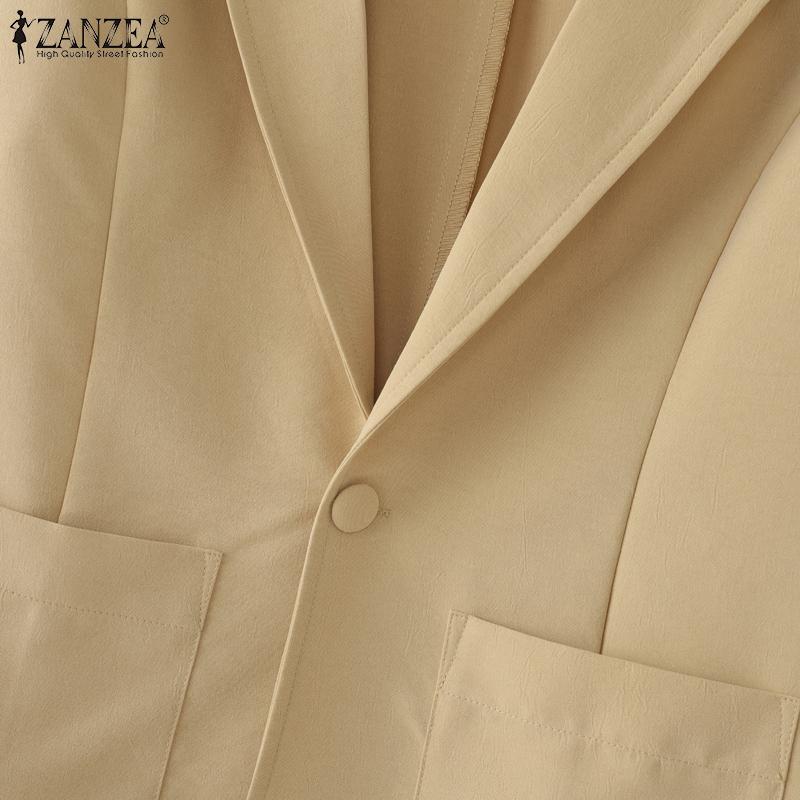 ZANZEA Women Casual Suit Collar Loose Half Sleeve Cardigan Blouse