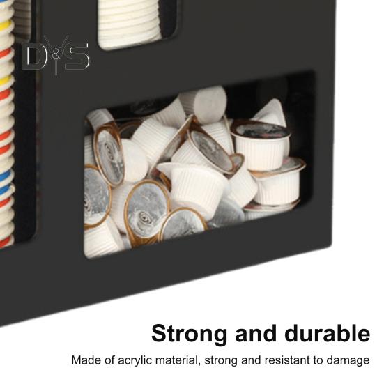Organizator pentru ceașcă de cafea și suport pentru capac Dispenser acrilic pentru cești de unică folosință Condimente paie Suport de depozitare pentru barul de birou acasă