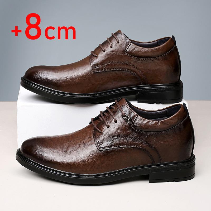 Men's height-increasing leather shoes 6/8 cm high heels business party wedding shoes comfortable formal casual shoes