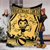 Bendy and the Ink Machine Theme Printed Blanket - Perfect for Couch, Bed, Travel & Outdoor Use | Machine Washable, Cozy & Durable.