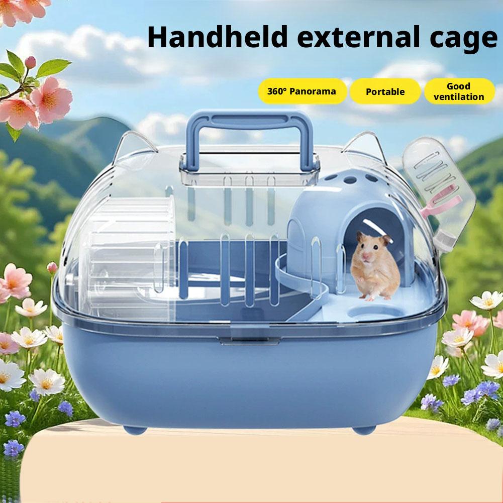 Tragbarer Hamsterkäfig mit transparentem Deckel Kleintier-Ausflugskäfig für Nagetiere Eidechsen Igel Kurztrip Reisebox
