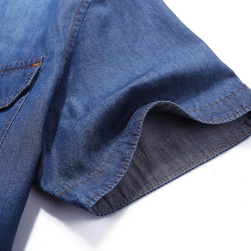 Summer Thin Men 'S Denim Shirt Men 'S Short -Sleeved Cotton Work Shirt