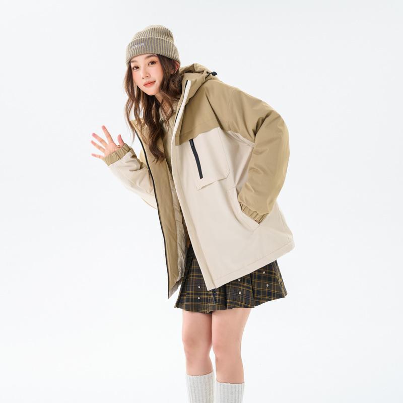 Factory Direct Supply of Winter Tide Brand Color Matching Cotton-padded Clothes, Popular Outdoor Sports Hooded Cotton-padded Clothes for Men and Women