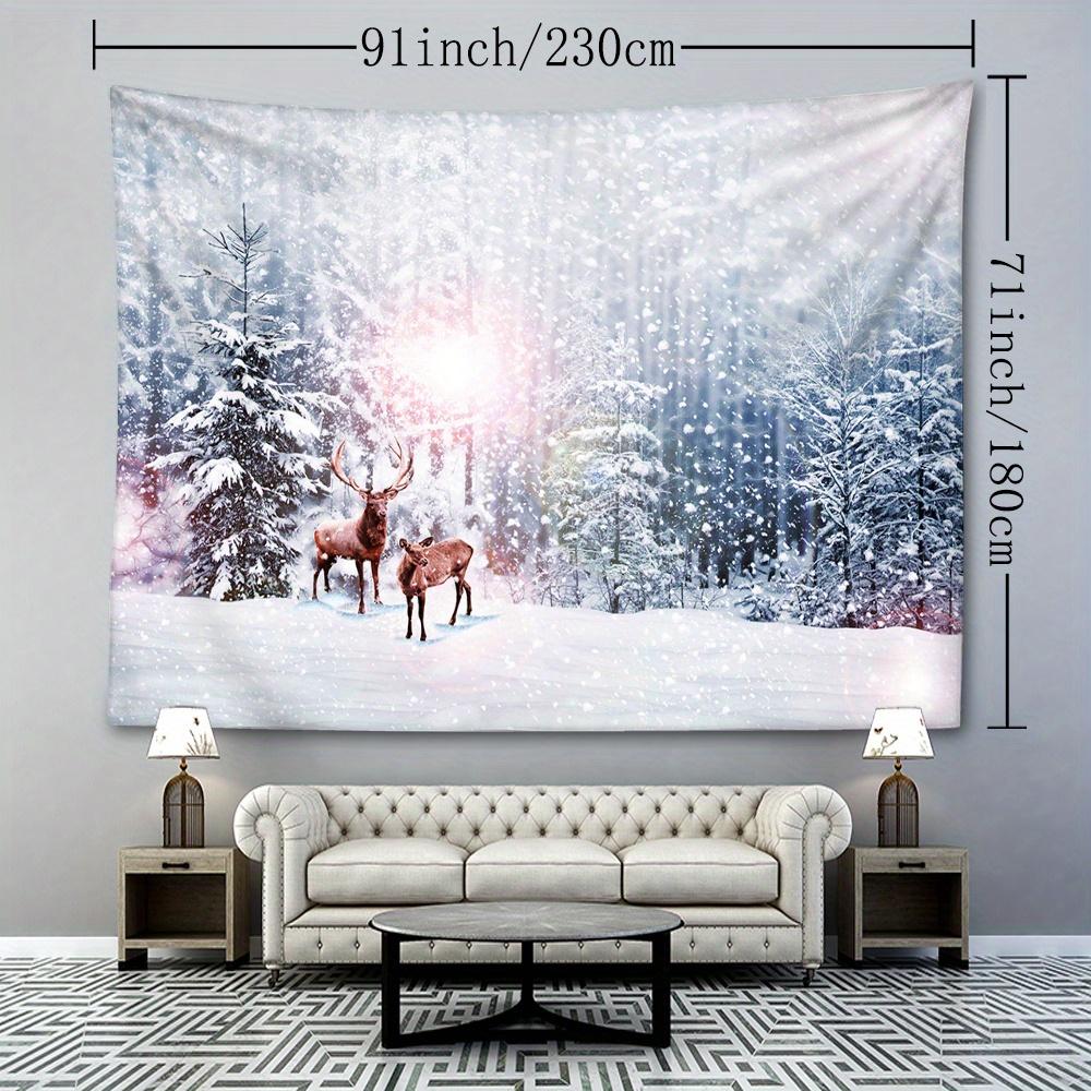 1pc Christmas Snow Mountain Tapestry Wall Hanging, Room Decor, Bedroom Decor, Living Room Background, Natural Style Backdrop Cloth, Tapestry