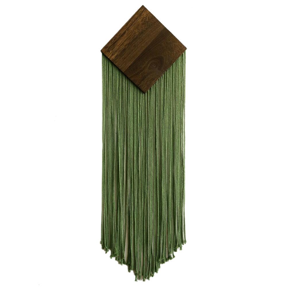 1pcs Handmade Diamond Wooden Board Tassel Wall Hanging Fringe Wall Decor for Living Room Entryway Decoration Tapestry